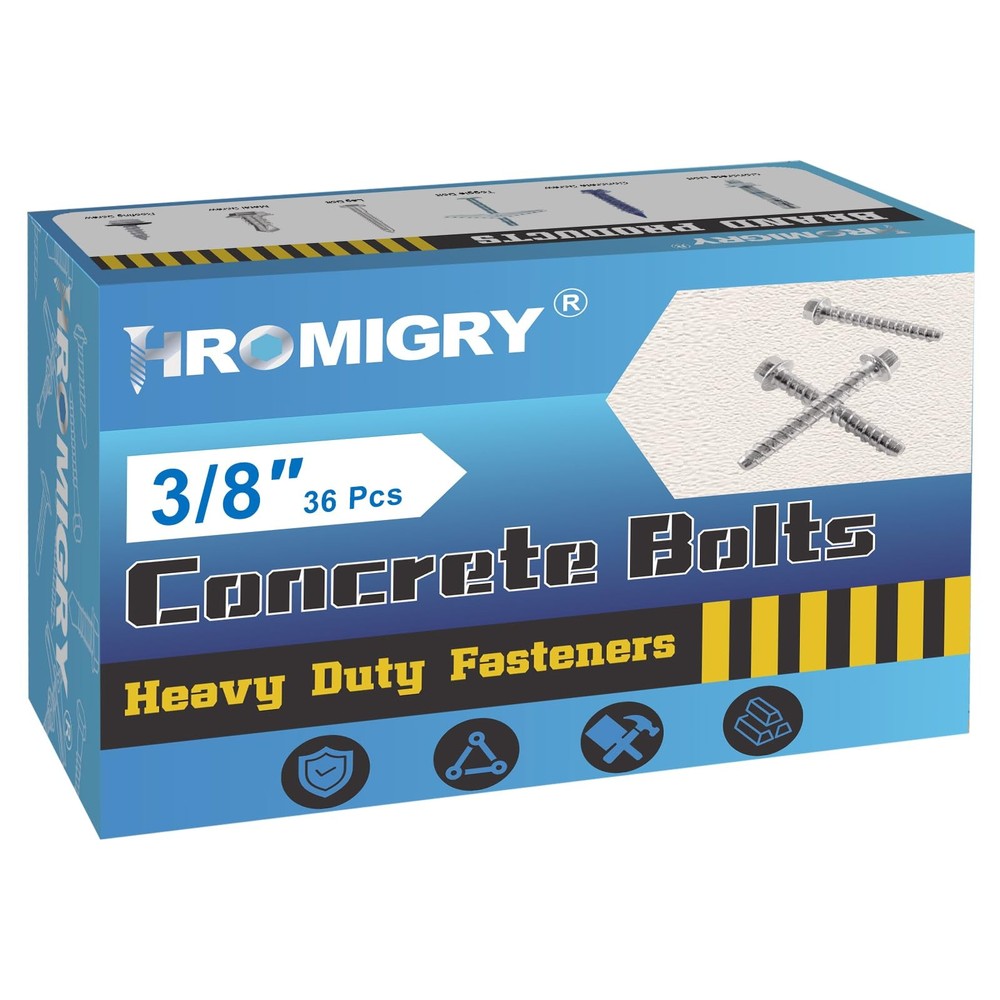 3/8 x 3 Inch Concrete Anchor Screws 36-Pack for Masonry & Brick