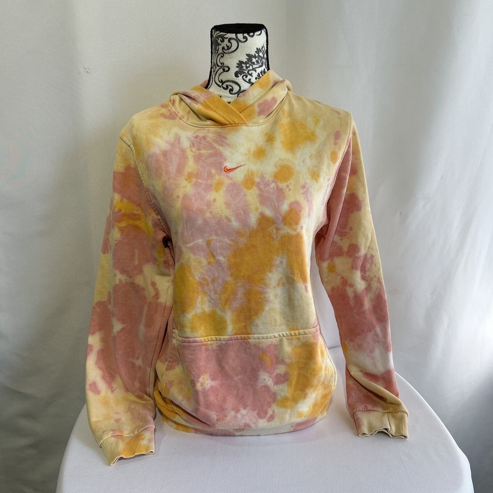 Nike Hoodie Women’s Sz XL Orange Pink Sweatshirt Acid Wash Tie Dye