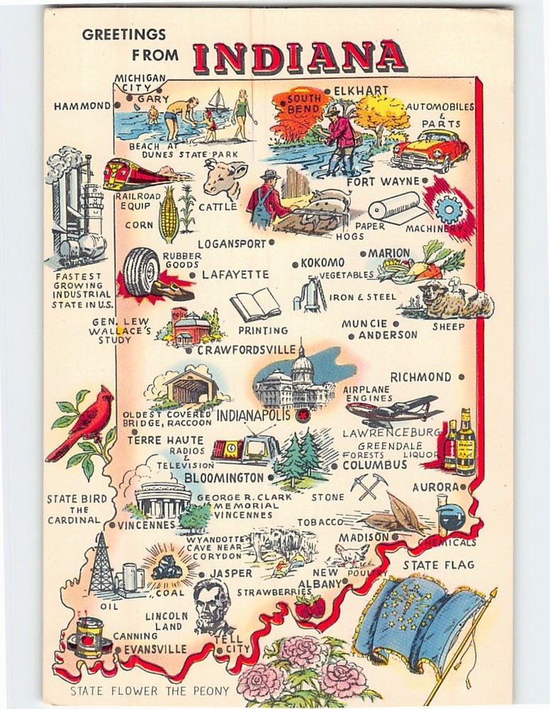 Postcard Greetings From Indiana USA
