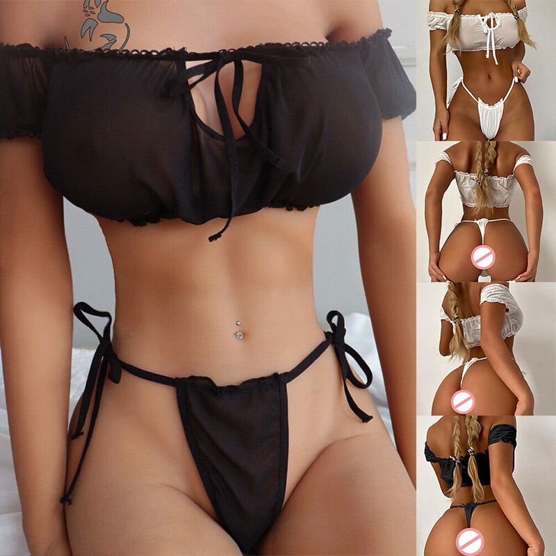 Women's Sexy Lingerie Top Bra Thong Set Ladies Underwear Nightwear Sleepwear UK