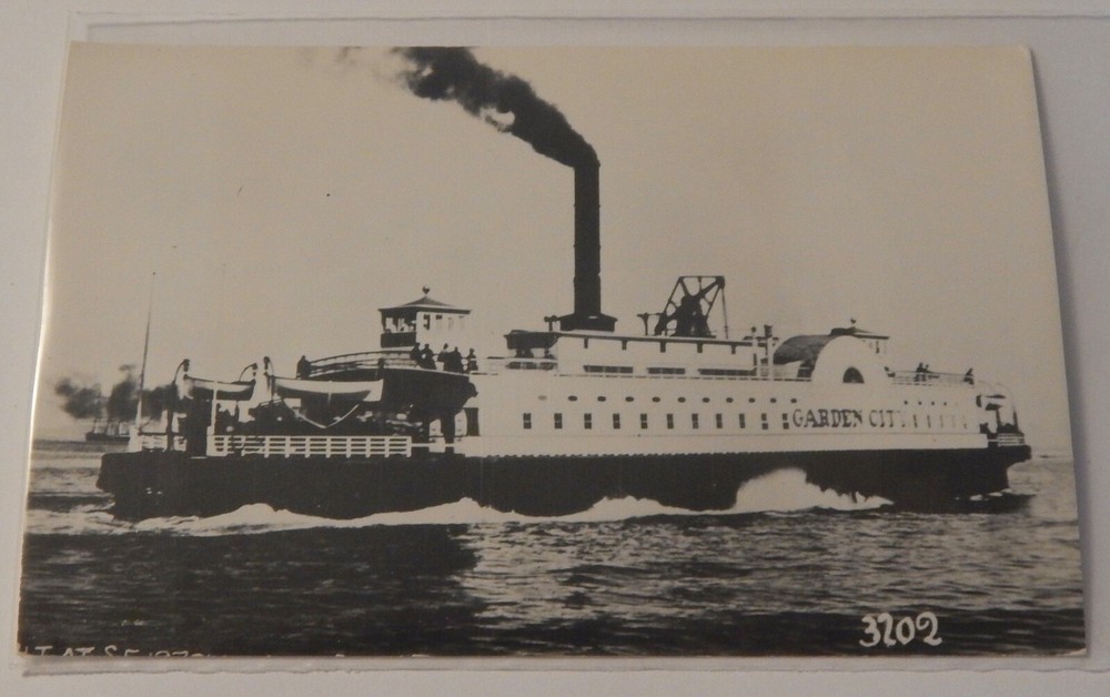 Steamship Steamer GARDEN CITY ferry real photo postcard RPPC