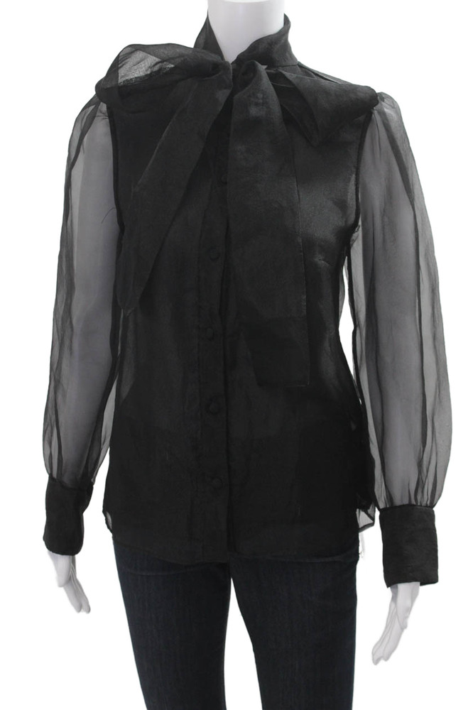 Zara Women Black Collared Button Up Long Sleeve Polyester Blouse Size XSFree Shipping in US $100+ Orders | $6.95 Orders Below