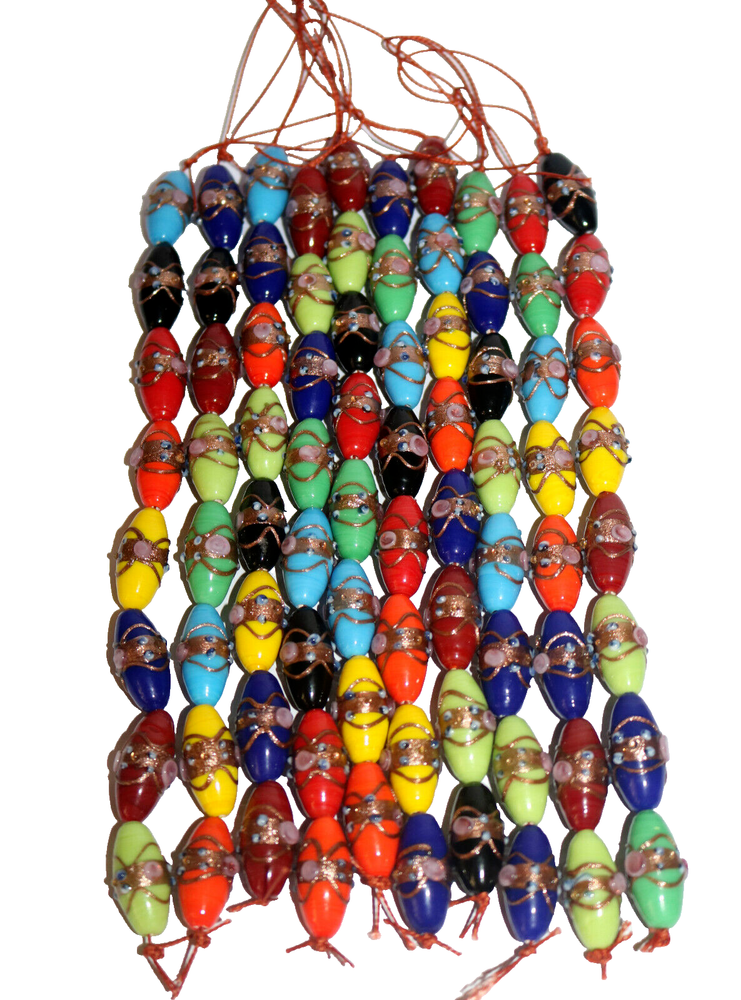 10 Strand Multi Color Large Oval Beads WCB, Jewelry making glass beads handmade