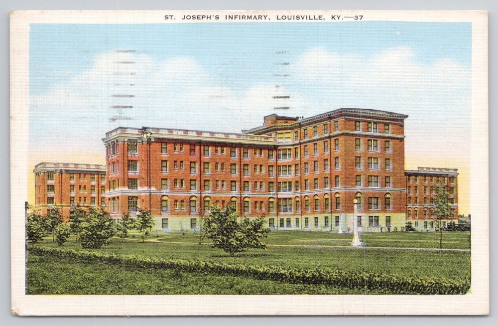 St. Joseph's Infirmary Louisville KY Linen Postcard 1957 E.C. Kropp