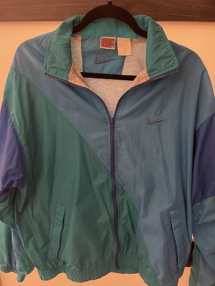 VTG Nike Gray Tag Windbreaker Jacket Blue/ Green Colorblock Med Rare Y2K