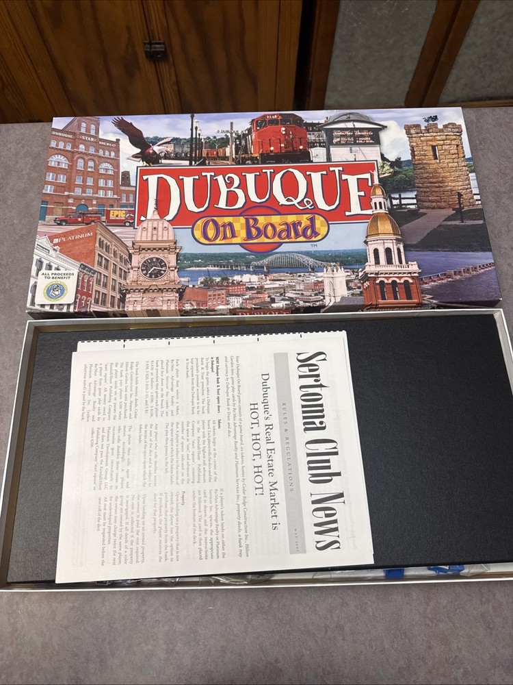 Dubuque on Board Monopoly Style Real Estate Trading Game Complete