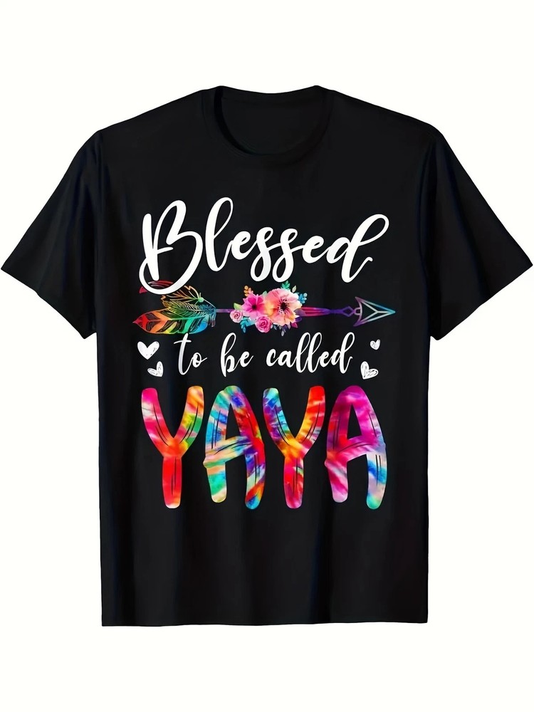 Blessed to Be Called Yaya Floral Graphic T-Shirt Cute Grandma Mother's Day Tee