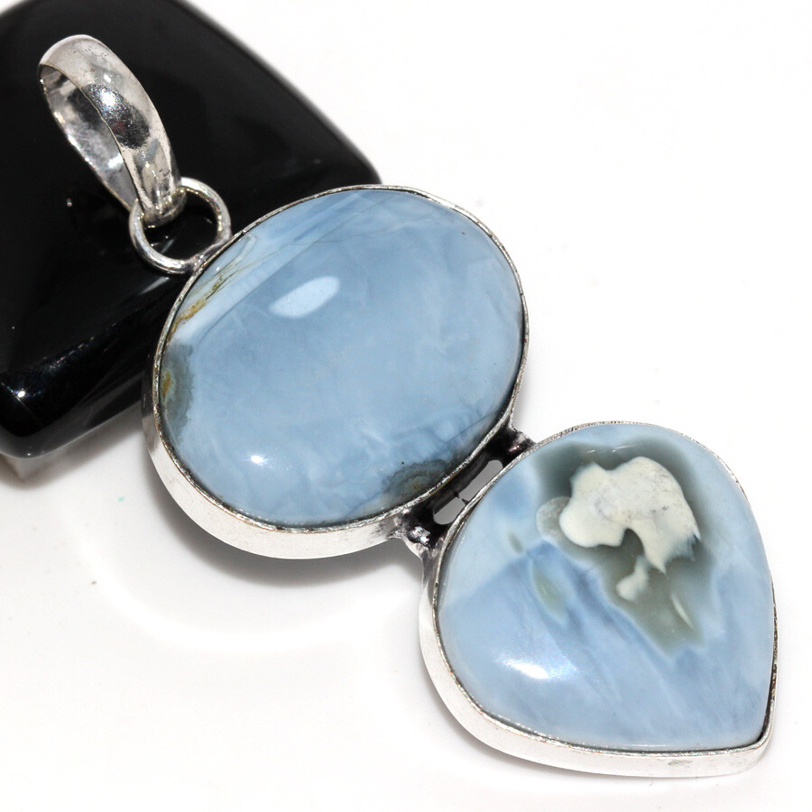 Owhyee Blue Opal 925 Silver Plated Long Pendant 2.3