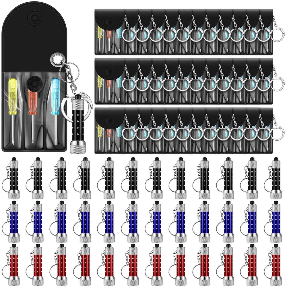 Mini LED Keychain Screwdriver Set with Flashlight - Handy Multi-Tool Bulk Pack