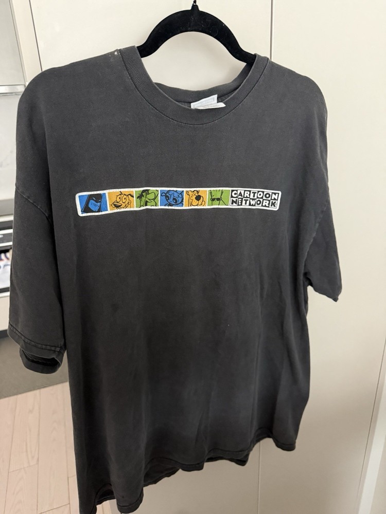 Cartoon Network Vintage Box Logo T Shirt Rare 90s XL Hanes Faded Courage