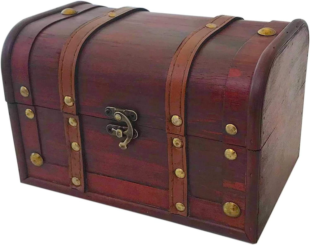 Wooden Leather Lockable Decorative Storage Chest with Lids  