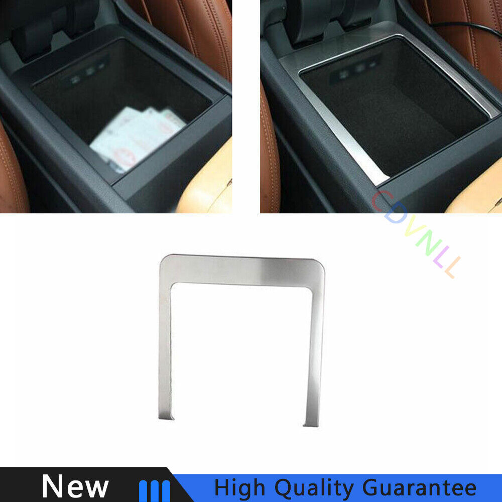 Fit For Audi Q7 2016-2019 Silver Steel Car Middle Console Storage Box Frame Trim