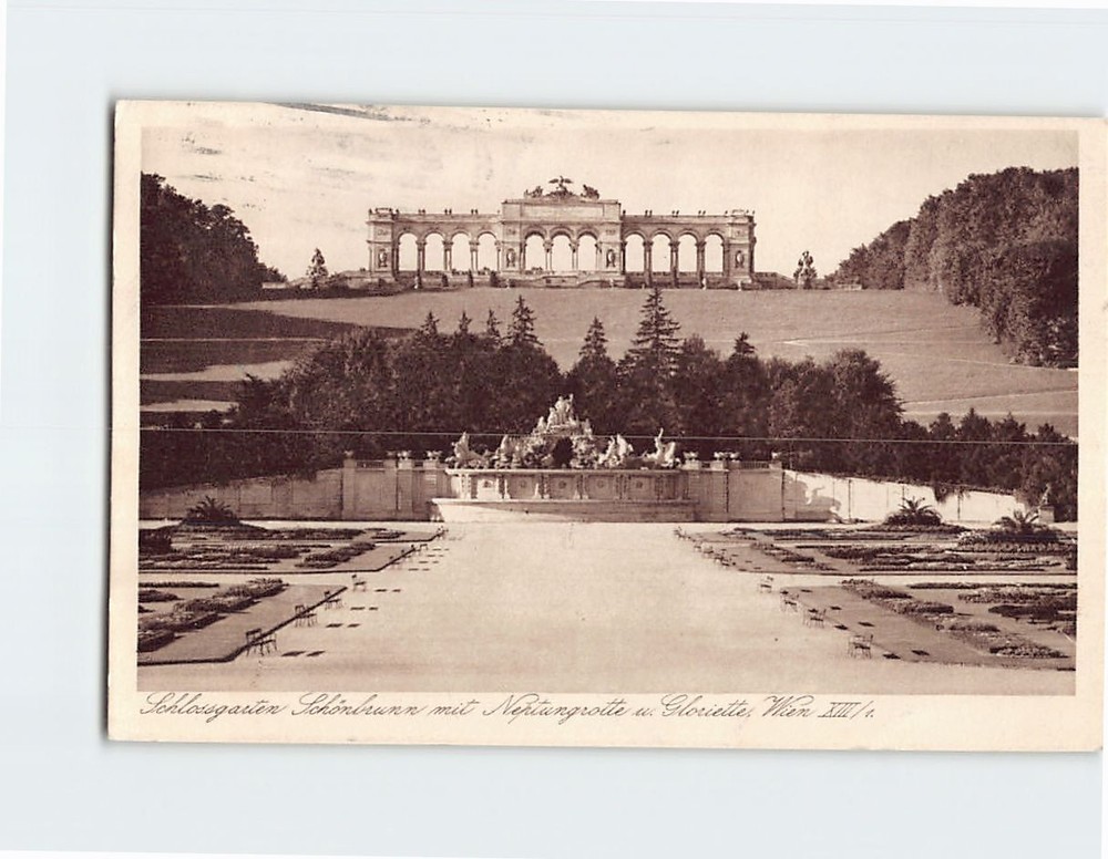 Postcard Neptune Fountain and the Gloriette Schönbrunn Palace  Vienna Austria