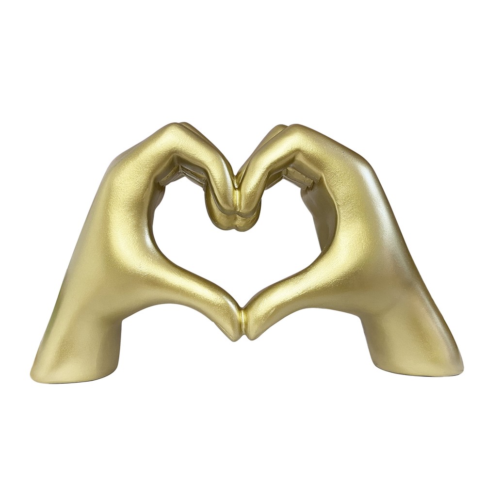 Mainstays Heart Hands 9” Home Decor Gold Resin Figurine
