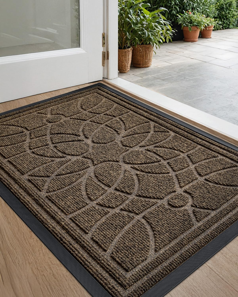 Front Door Mat outside Entrance, Heavy Duty Non Slip Low Profile Doormat for Ent