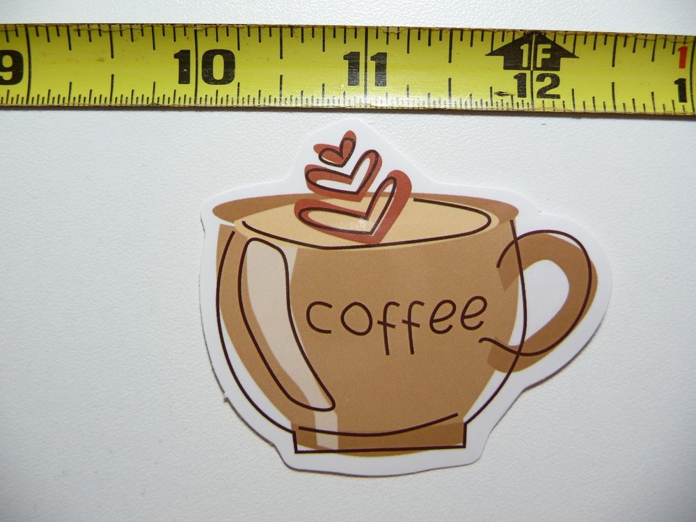 Floating Hearts Coffee Decal Sticker Wake Up Morning Fun Beverage