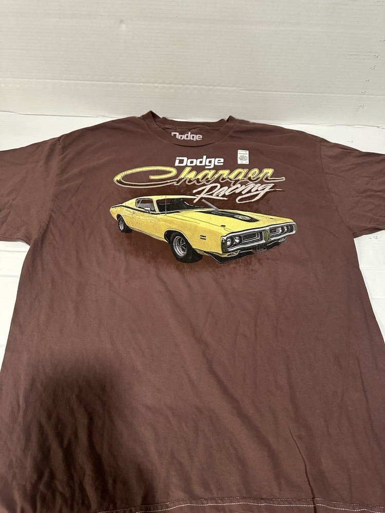 Dodge Charger T-Shirt Mens Large Brown Car Muscle Sports Classic Y2K Streetwear