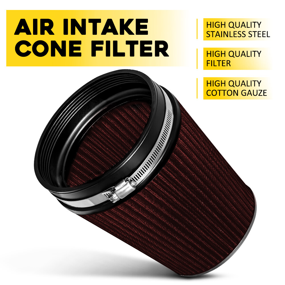 6inch 152mm Red High Flow Inlet Cold Air Intake Cone Replacement Dry Air Filter
