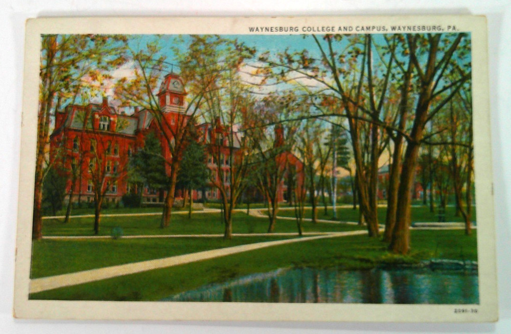 Vintage Waynesburg College and Campus Waynesburg PA Postcard 1930's Posted