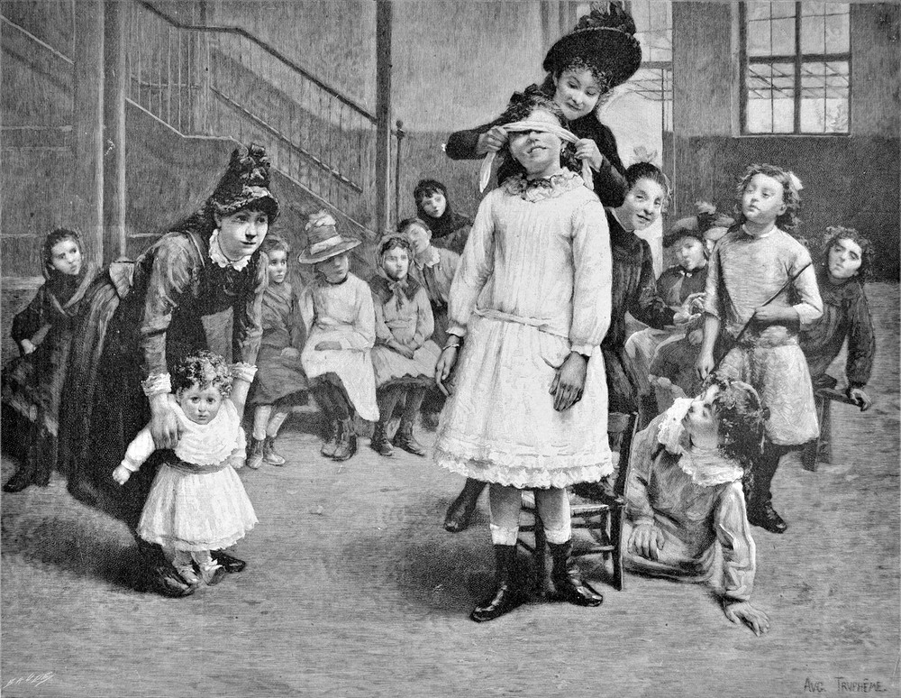 Children blind fold game Decorative Poster. Home Graphic Art Design. 3969