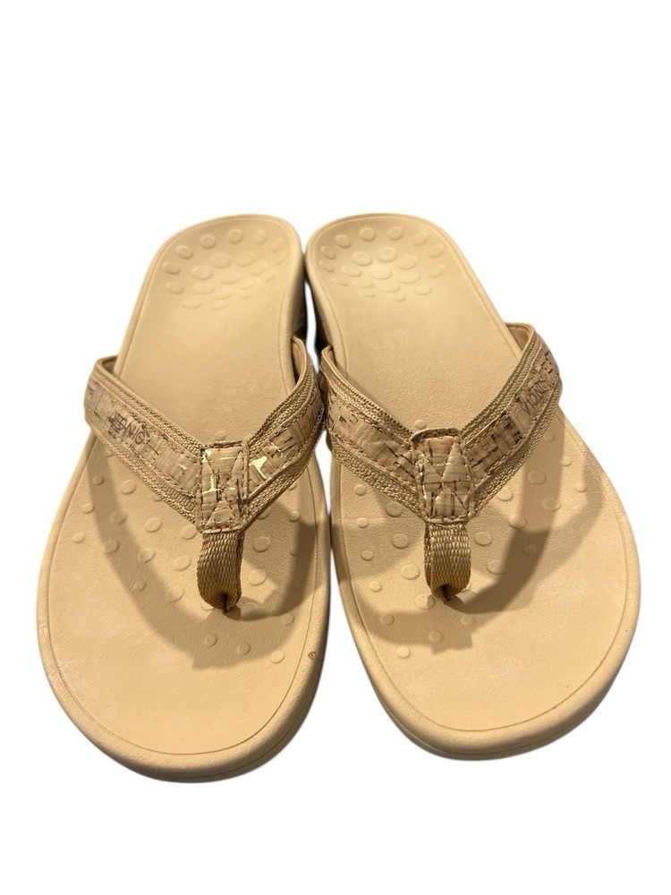 Vionic Tan Sandals with Woven Straps and Cushioned Footbed Size: 11 Vionic