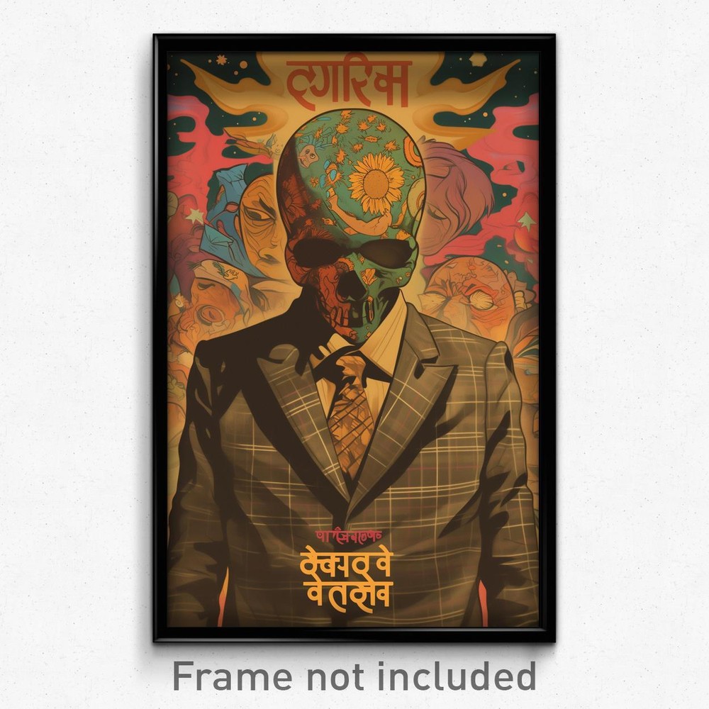 Bollywood Movie Poster Art Print - Despairing Man in Rich Plaid Neckwear