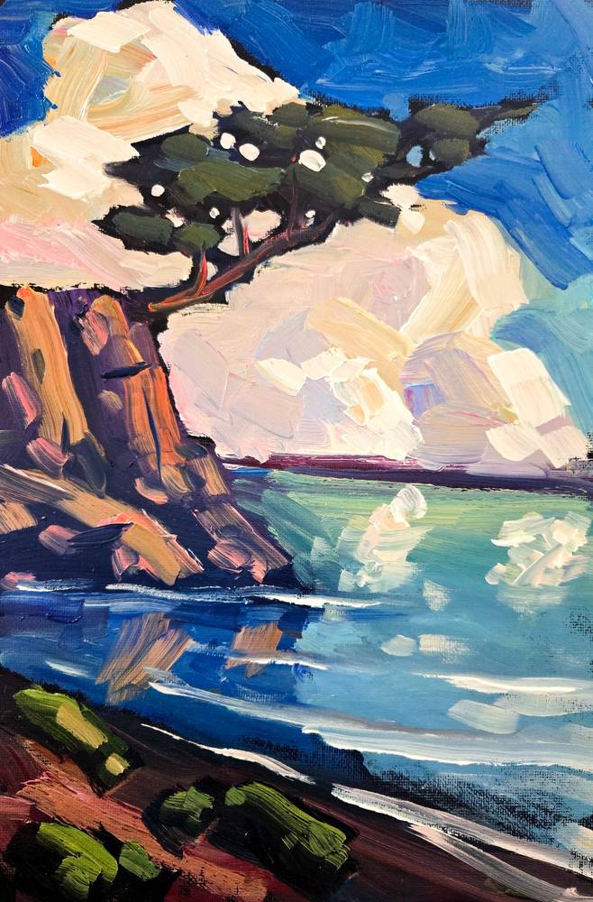 Coastal Scene Painterly Thick Paint California Impressionism Gallery Wall Art