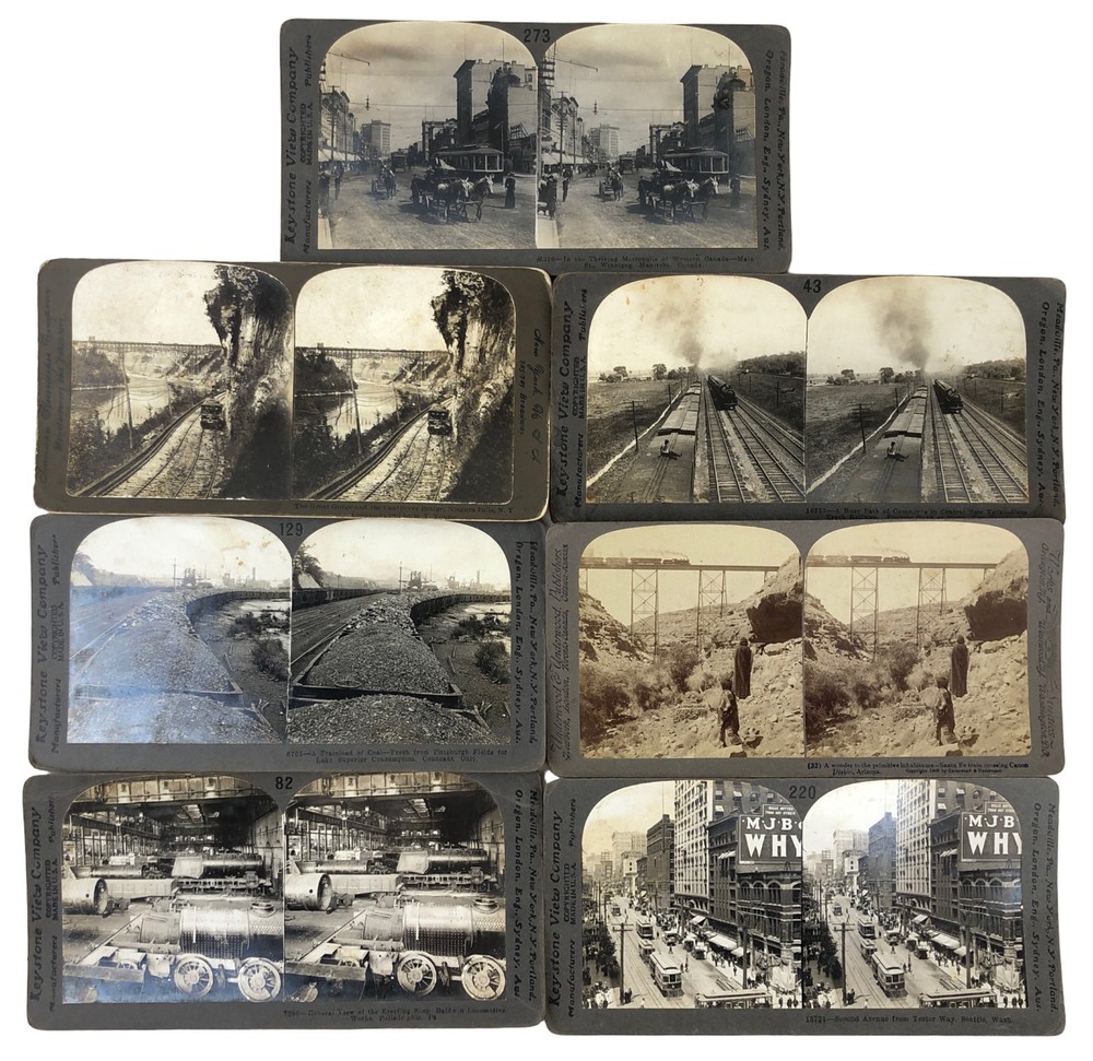 Lot 7 Keystone Stereoview Photo Cards Mostly Railroad Related