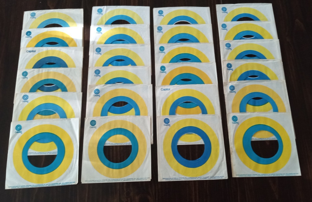 Lot of 24 CAPITOL Company Sleeves for 45 RPM Records Yellow Blue Target ca 1970