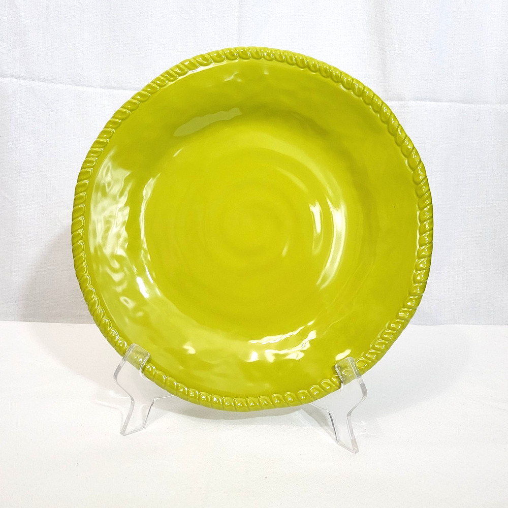 Tommy Bahama Lime Green Dinner Plate  Ruffled Rope Edge Melamine (approx 11