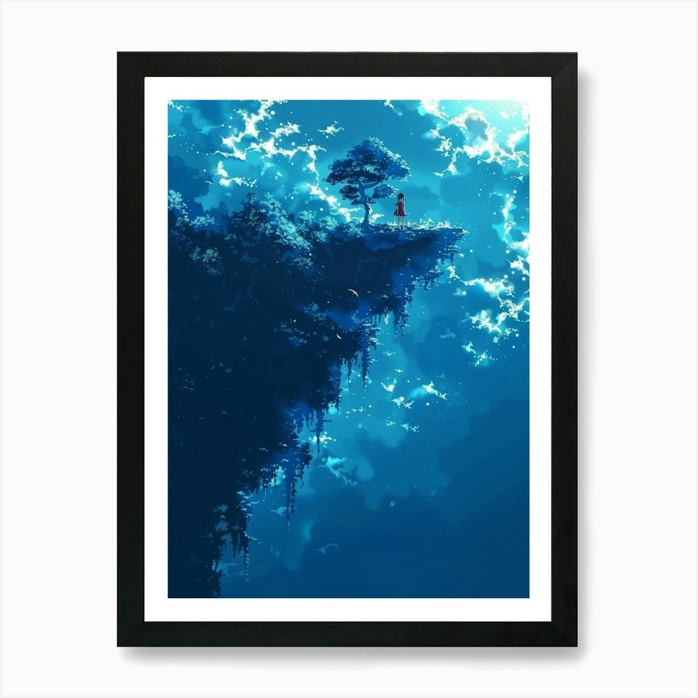 Tree On The Cliff 4 Art Print Framed Wall Art Poster Canvas Print Picture
