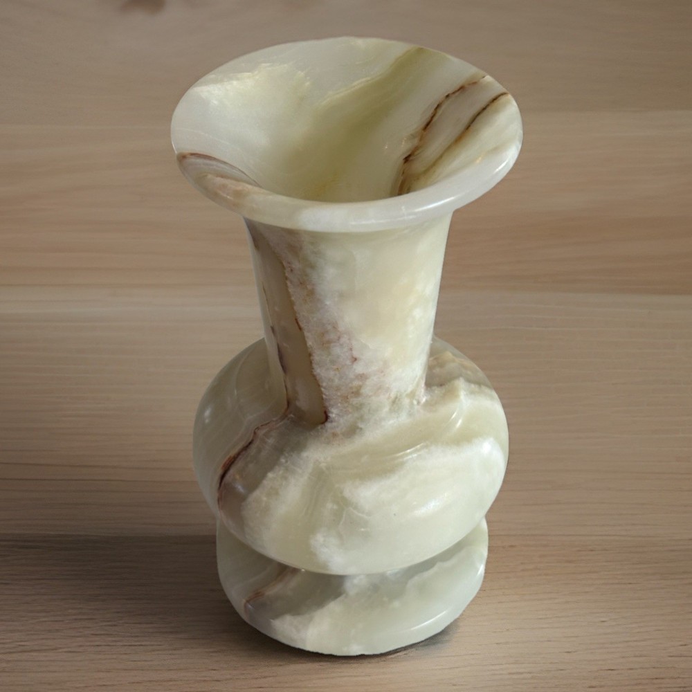 VINTAGE POLISHED ALABASTER MARBLE VASE 5”