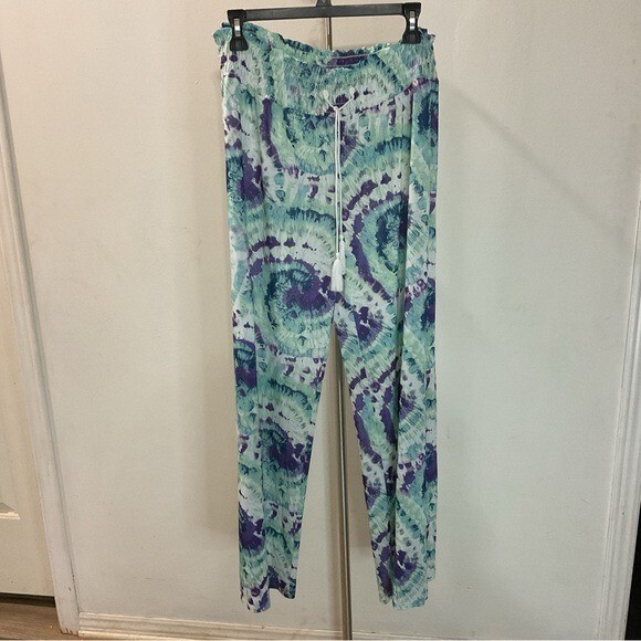 WEST LOOP Tie-Dye Wide Leg  Pants in Blue and Purple Size L NWT