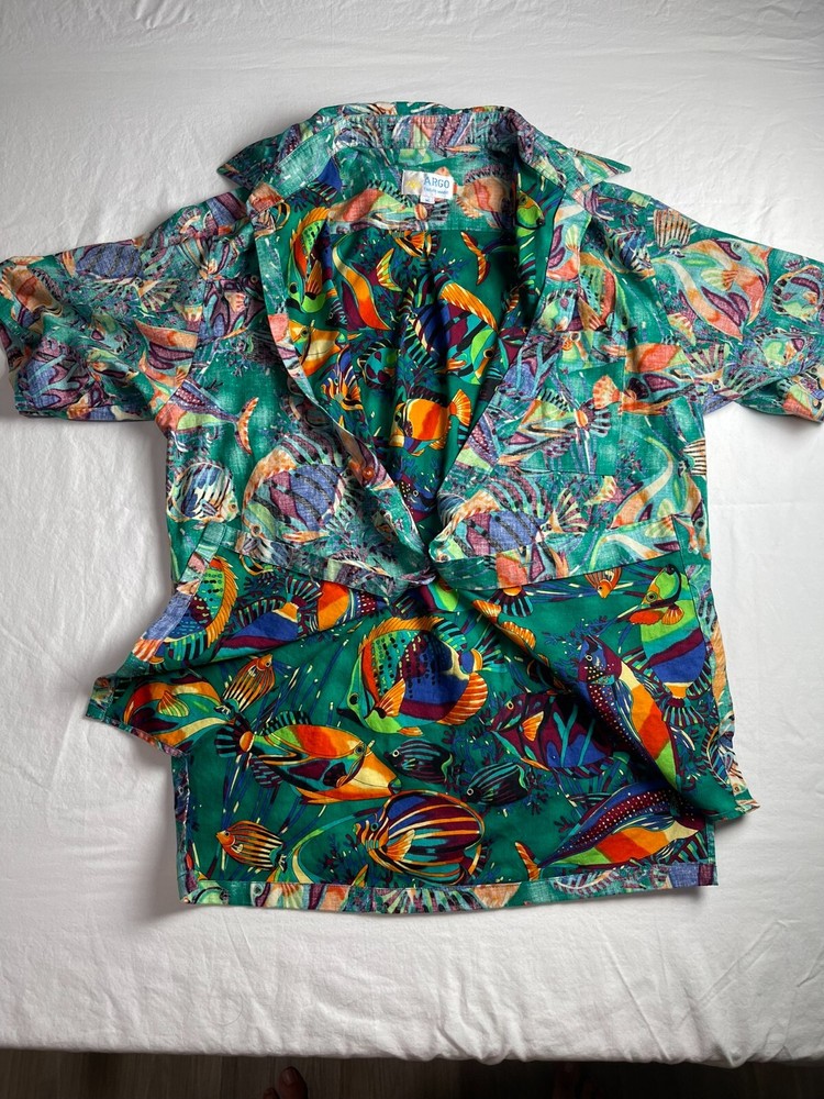 Argo Tailor Made VTG look Retro Funky Men's Hawaiian Shirt Faded Medium Aloha
