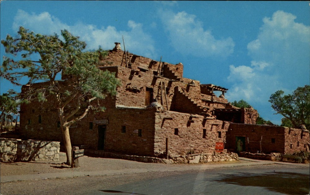 Grand Canyon Natl Park Arizona terraced Hopi house unused vintage postcard