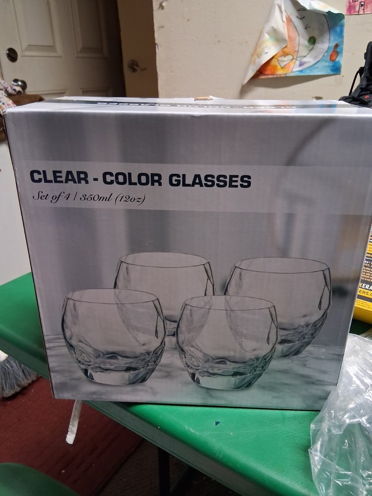 Rocks Glasses Set Of 4 New In Box 12 Oz Clear Glass NICE Sealed