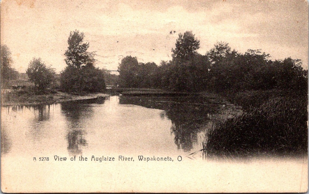 Wapakoneta Ohio Scenic View Auglaize River 1907 Vintage Rotograph Postcard 31243