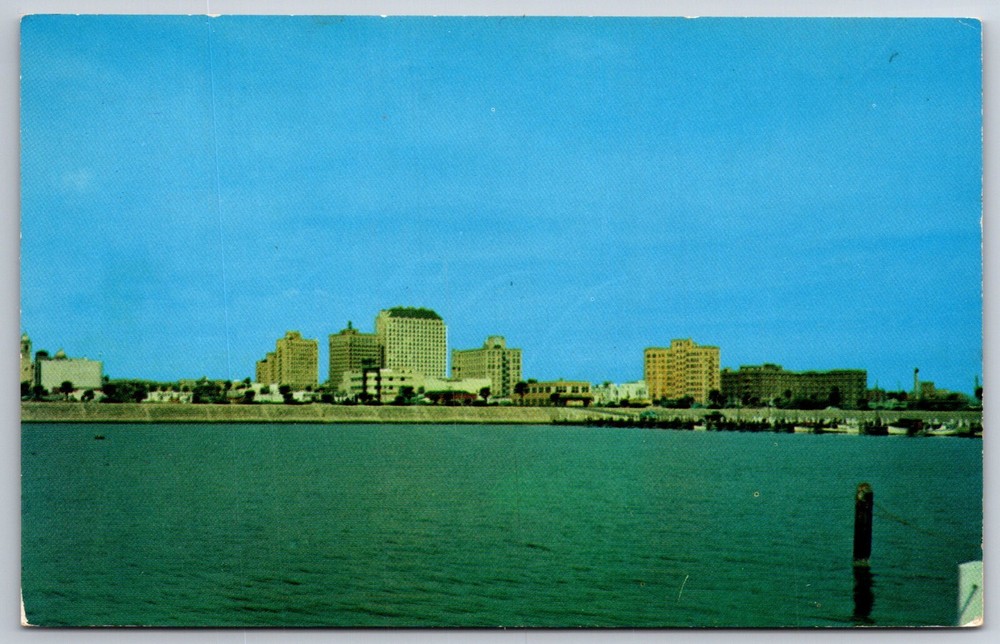 Corpus Christi Texas~Sea Wall From Lake~Vintage Postcard