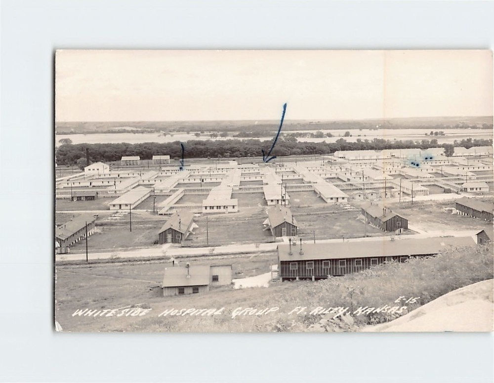 Postcard Aerial View Whiteside Hospital Group at Fort Riley Kansas USA