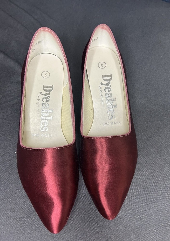 Vintage Dyeables Red Satin Heels Pumps Red Size 8