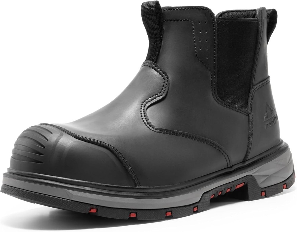 NORTIV 8 Men's Slip-On Steel Toe Waterproof Work Boots for Construction Safety