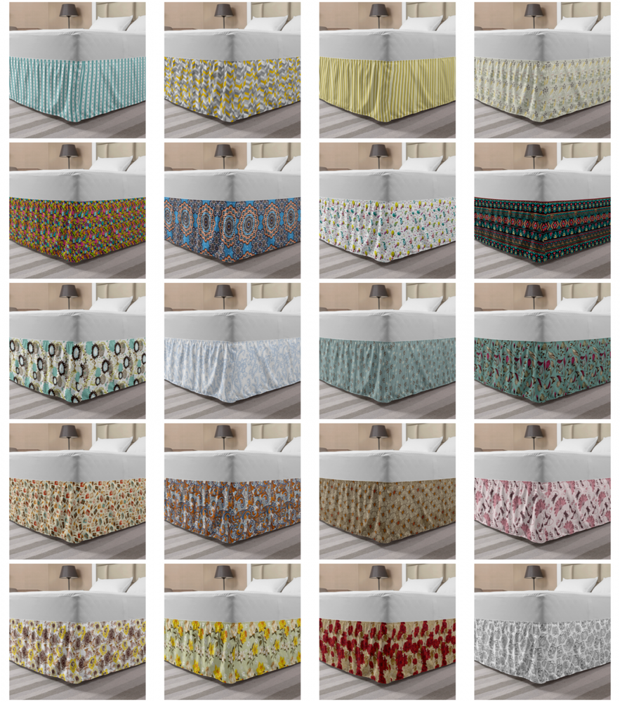 Ambesonne Vintage Scenes Bedskirt Elastic Wrap Around Skirt Gathered Design