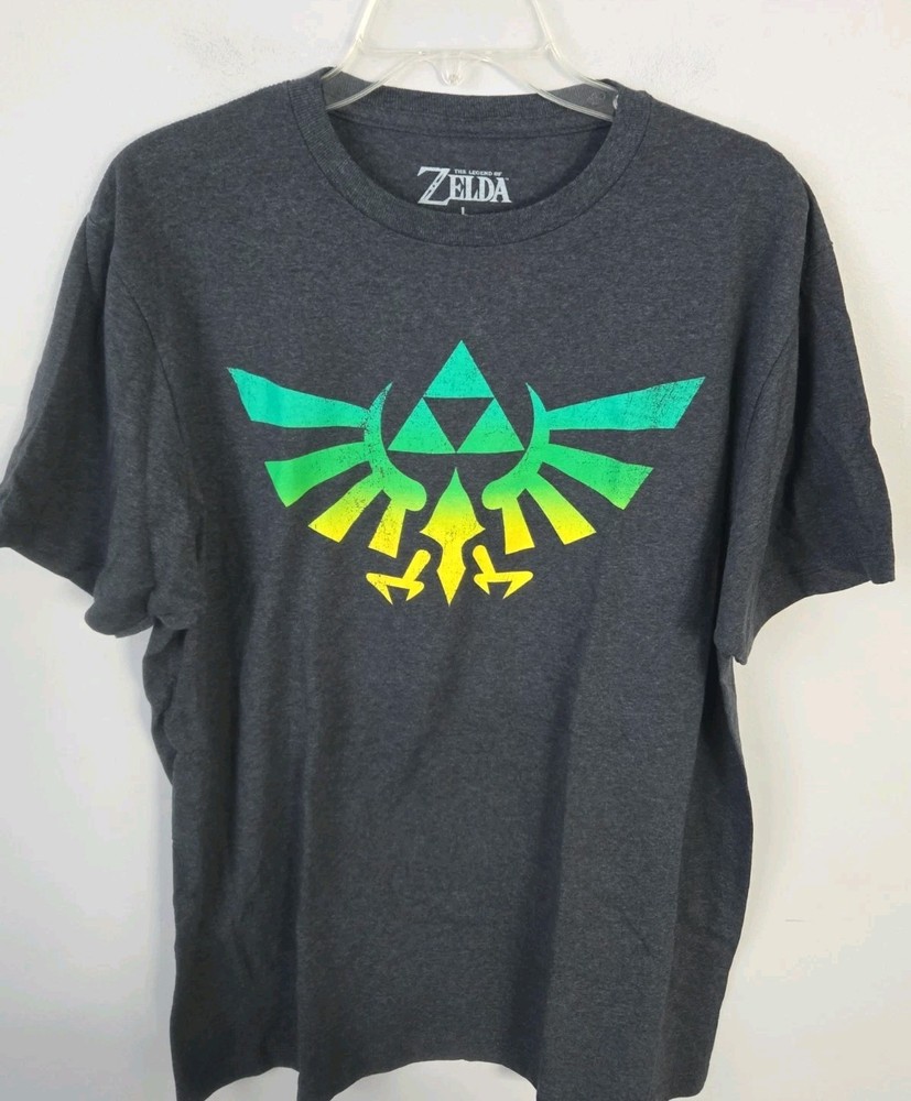 Legend of Zelda T Shirt Mens Large Gray Triforce Logo Nintendo Graphic Tee Gamer