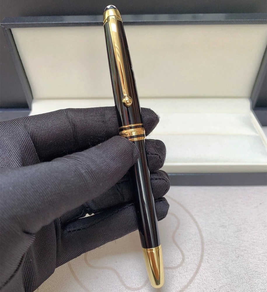 Deluxe Centenary Resin Series Black - Gold Color 0.7mm Rollerball Pen No Box