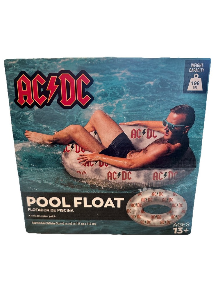 AC/DC Hard Rock Pool Float Tube 45x45 Supports 198 Lbs New with Box Defect-image