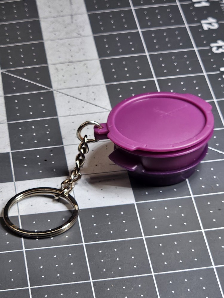 Tupperware Miniature Container Keychain Purple Hinged Promo Storage Collectible