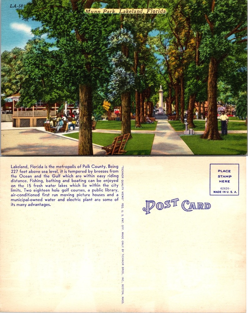 Munn Park Lakeland Florida Postcard