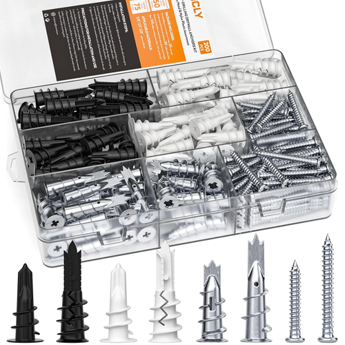 INCLY 200PCS #8 Self-Drilling Drywall Anchors Kit with 100 Zinc Metal Anchors One Size  
