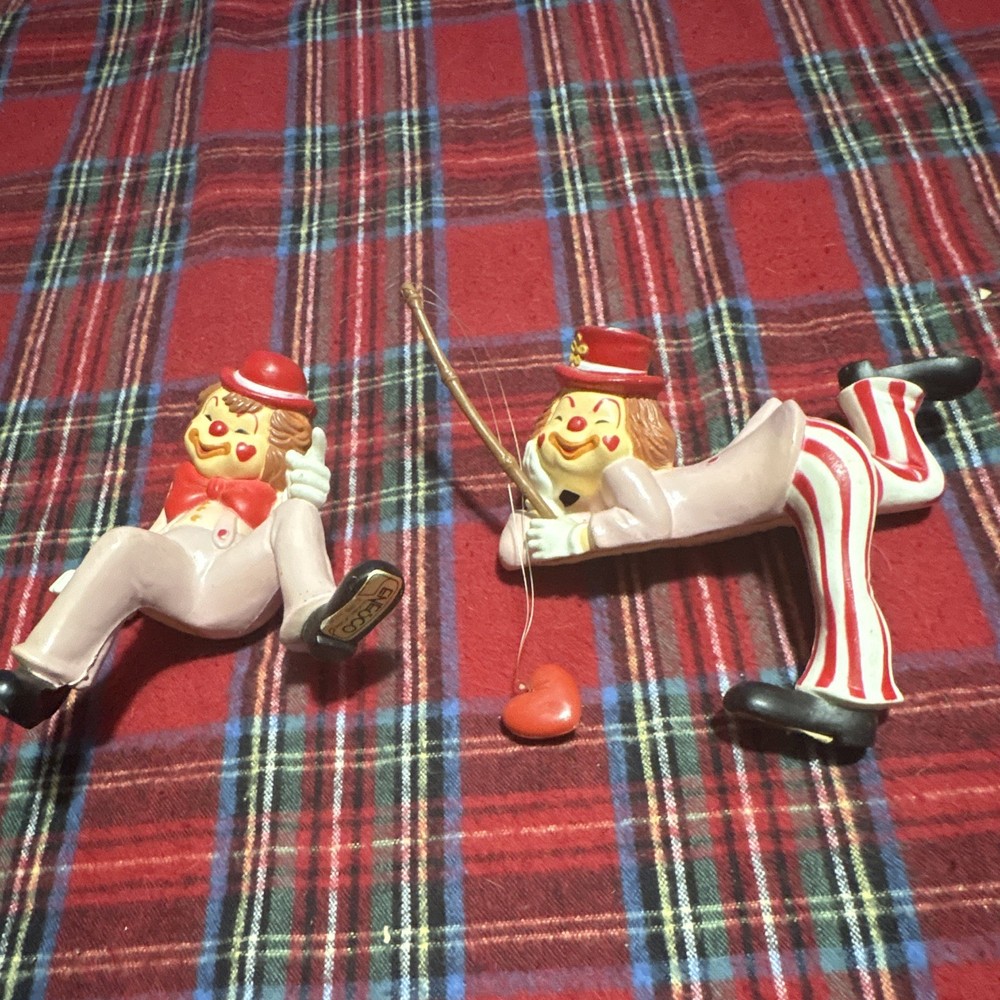 Enesco Clown Figurines Set of 2 Resin Painted Multicolor Adult Decor