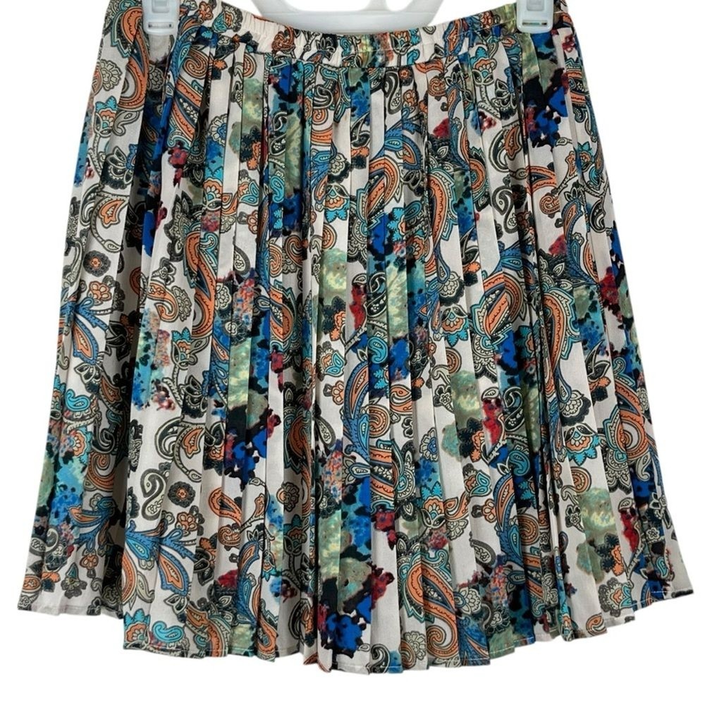 Minkpink Paisley Pleated Skirt with Elastic Waist in Size Small